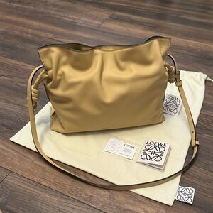 ❌SOLD❌ Loewe Medium Flamenco Clutch Bag in Dark Butter Nappa Calfskin Leather